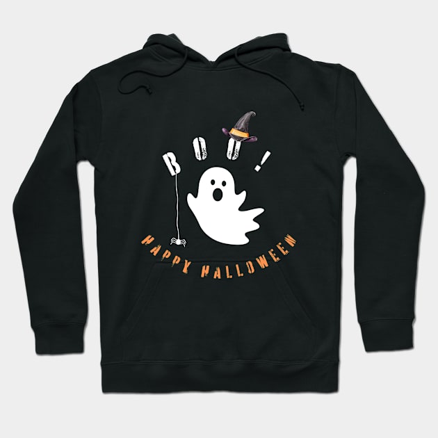 Happy Halloween and a ghost with Boo Hoodie by wearablevisions